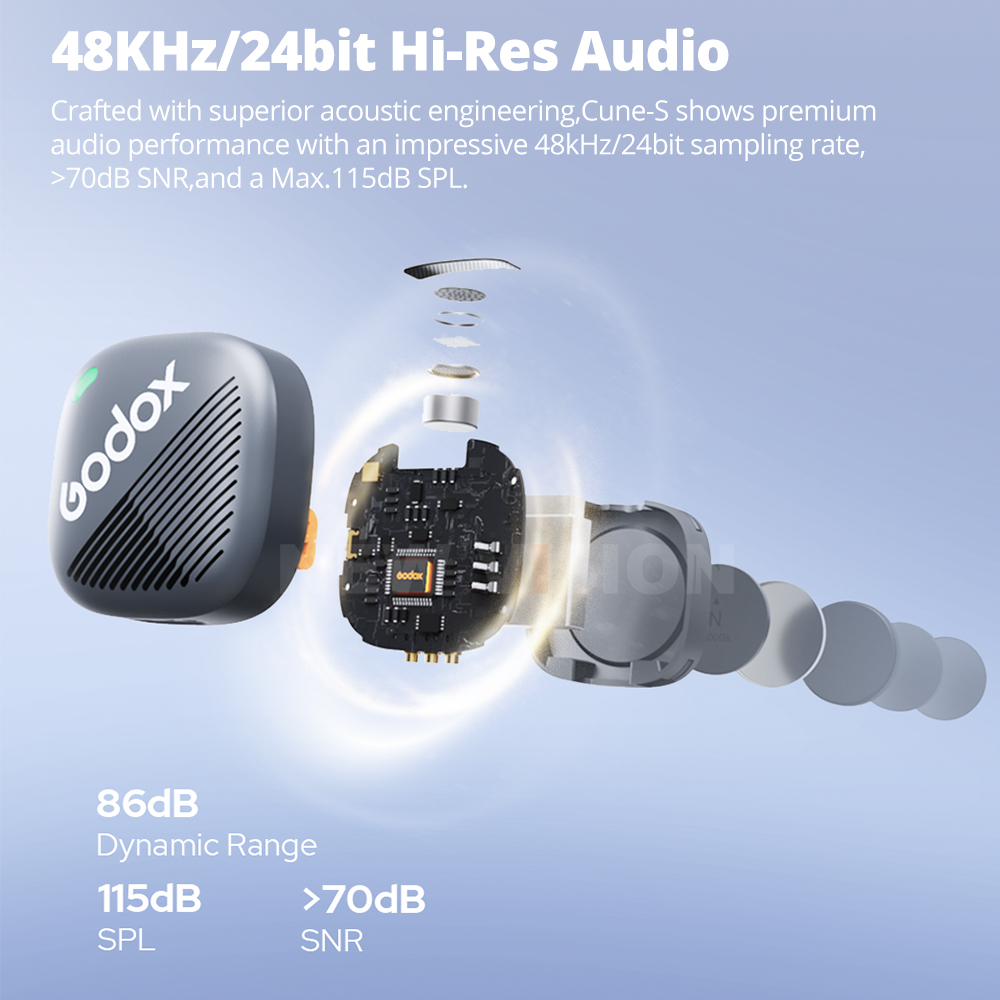 Microphone Capsule - Godox Cube-S 2.4GHz Draadloos Microfoonsysteem Volledig