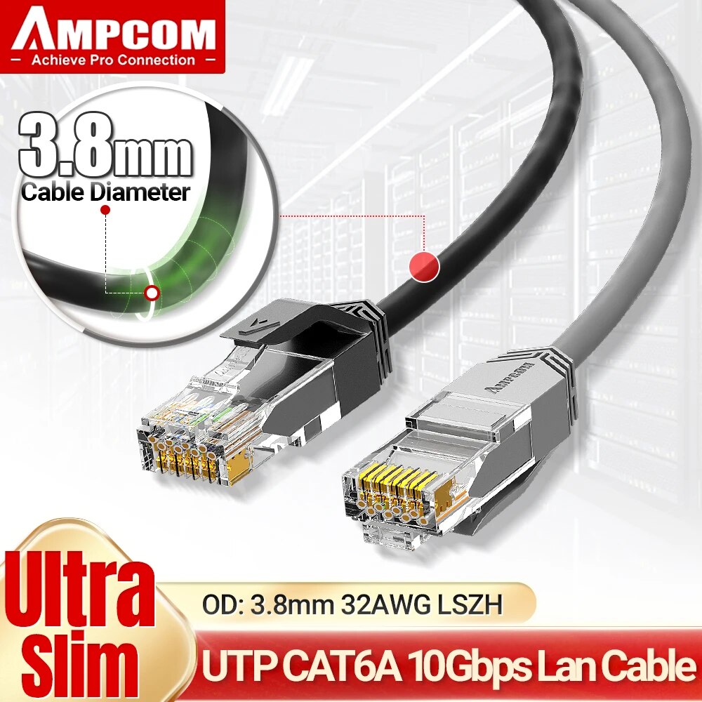 Rj45 Jack - AMPCOM Ultra Slim Cat6a Netwerk Kabel,