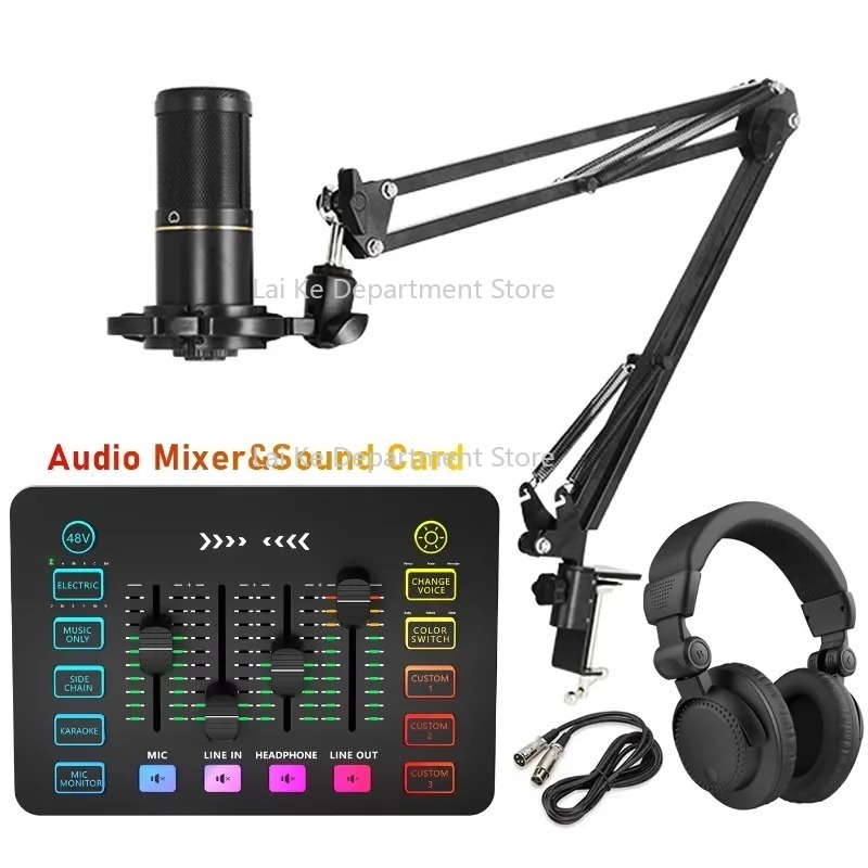 Condenser Microphone Kit - ZX230 Live Stream Geluidskaart Condensatormicrofoon Broadcast