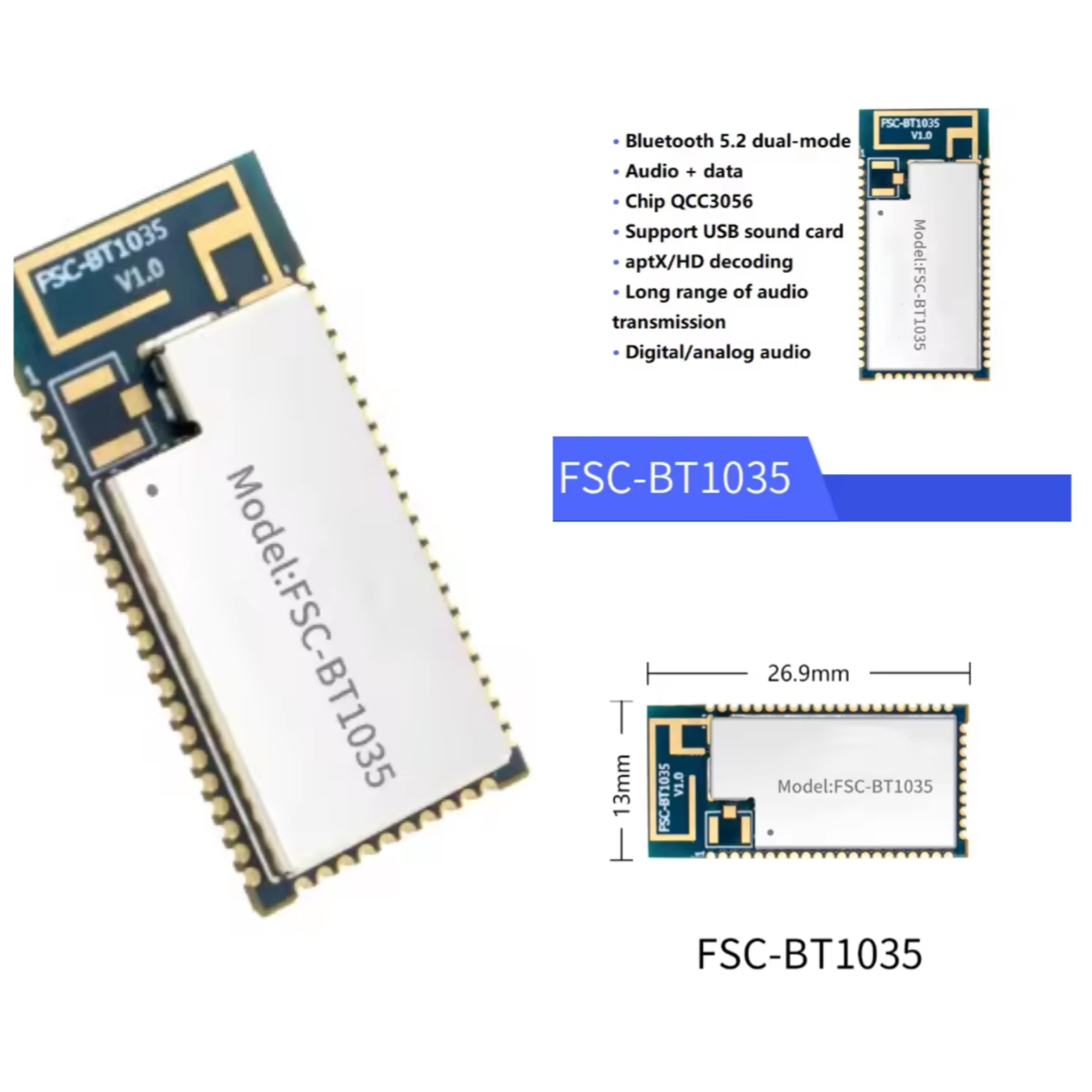 Usb Sound Card - FSC-BT1035 module QCC3056 chip Bluetooth 5.2