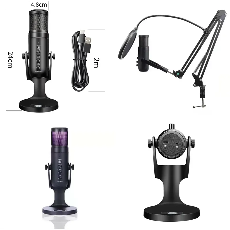 Condenser Microphone Kit - Fabrieksdirect Studio Draadloze USB Condensatormicrofoon Ruisreducerende