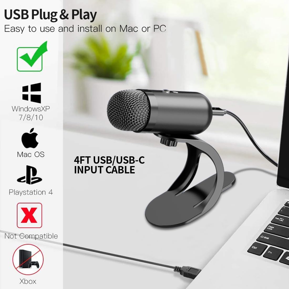 Microphone Capsule - Professionele USB-condensatormicrofoon voor conferenties, desktop, plug-and-play,